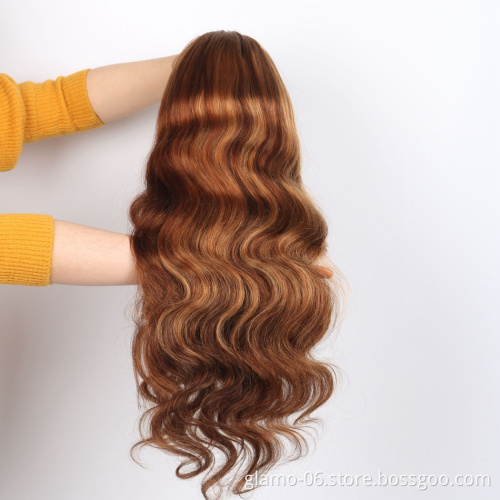13x4 Pre Plucked Straight Brown And Blonde Highlight Human Hair Wig,Blonde Highlighted Wigs,Brown Blonde Highlight Human Hair